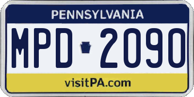 PA license plate MPD2090