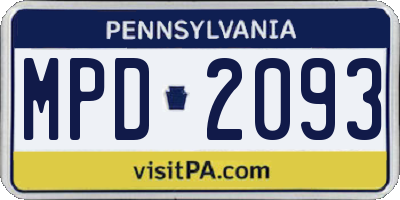 PA license plate MPD2093