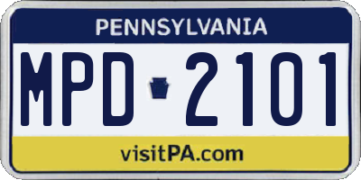 PA license plate MPD2101