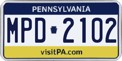 PA license plate MPD2102