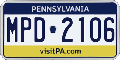 PA license plate MPD2106