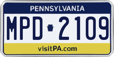 PA license plate MPD2109