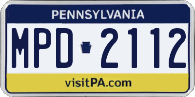 PA license plate MPD2112