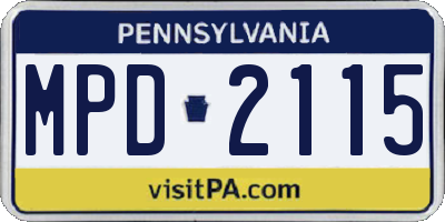 PA license plate MPD2115
