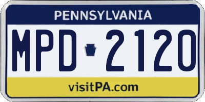 PA license plate MPD2120
