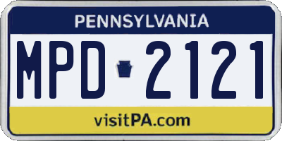 PA license plate MPD2121