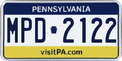 PA license plate MPD2122