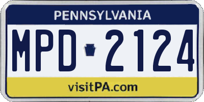 PA license plate MPD2124