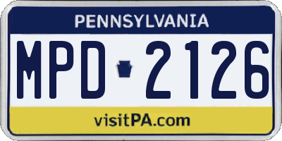 PA license plate MPD2126