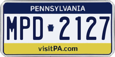 PA license plate MPD2127