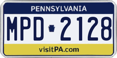 PA license plate MPD2128