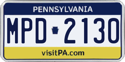 PA license plate MPD2130