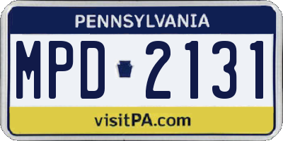 PA license plate MPD2131