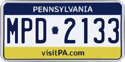 PA license plate MPD2133