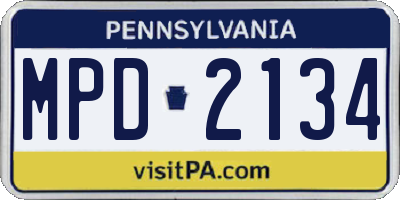 PA license plate MPD2134