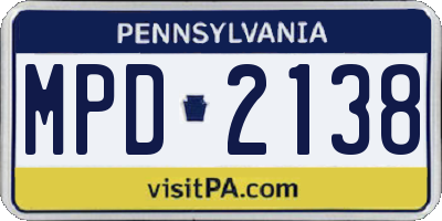 PA license plate MPD2138