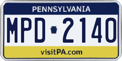 PA license plate MPD2140