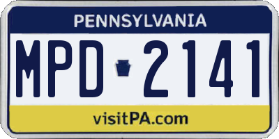 PA license plate MPD2141
