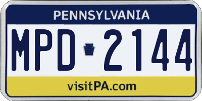 PA license plate MPD2144