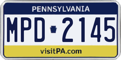 PA license plate MPD2145