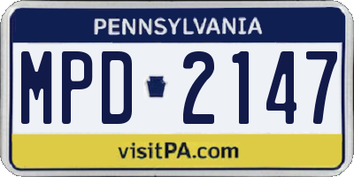 PA license plate MPD2147