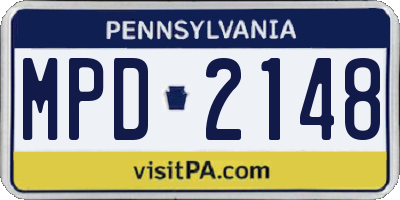 PA license plate MPD2148