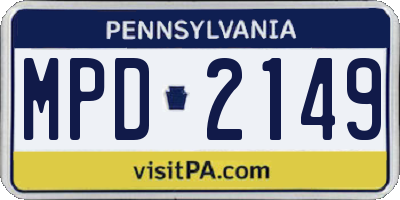 PA license plate MPD2149