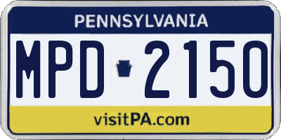 PA license plate MPD2150