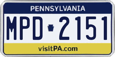 PA license plate MPD2151