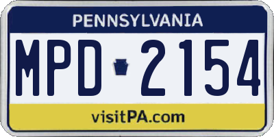 PA license plate MPD2154