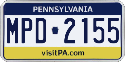 PA license plate MPD2155