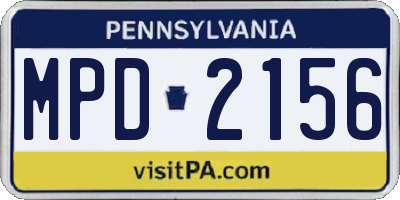 PA license plate MPD2156