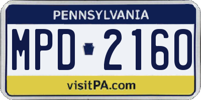 PA license plate MPD2160