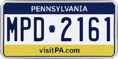 PA license plate MPD2161