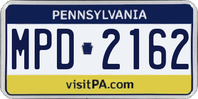 PA license plate MPD2162