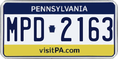 PA license plate MPD2163