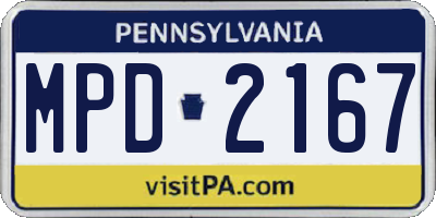 PA license plate MPD2167