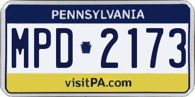 PA license plate MPD2173