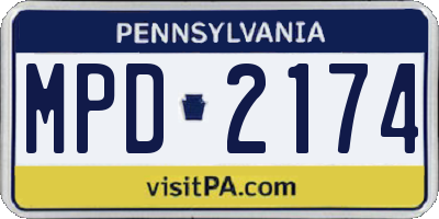 PA license plate MPD2174
