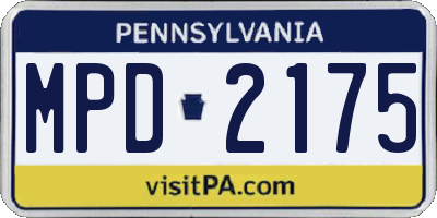 PA license plate MPD2175