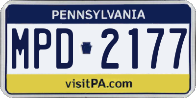 PA license plate MPD2177