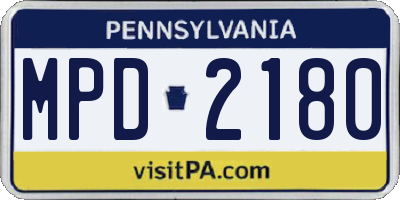 PA license plate MPD2180