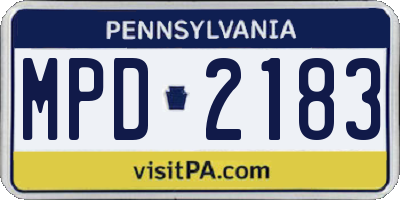 PA license plate MPD2183