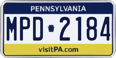 PA license plate MPD2184