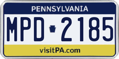 PA license plate MPD2185