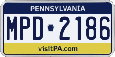 PA license plate MPD2186