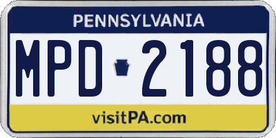 PA license plate MPD2188