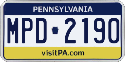 PA license plate MPD2190
