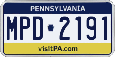 PA license plate MPD2191