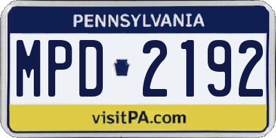 PA license plate MPD2192